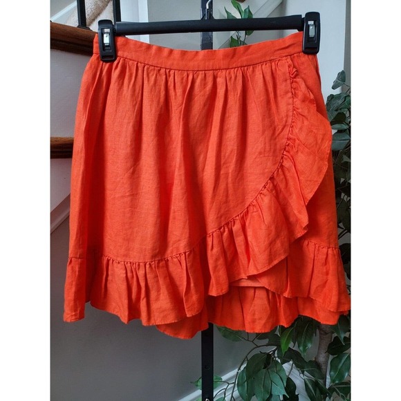 J.Crew Women's Orange 100% Cotton A-Line Casual Knee Length Skirt Size 4P - Picture 1 of 11